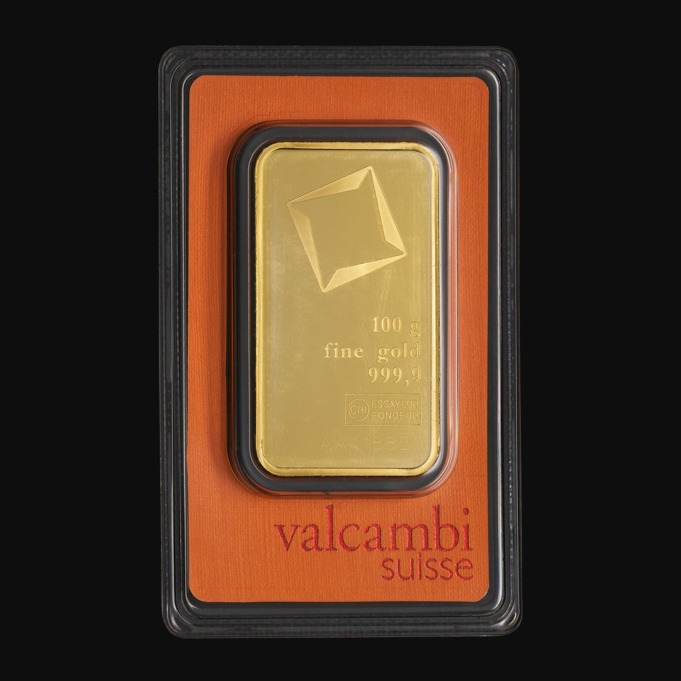 100 gram Valcambi Suisse Gold Bars - Tavex