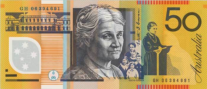 Reverse of banknote 50 Australian dollar