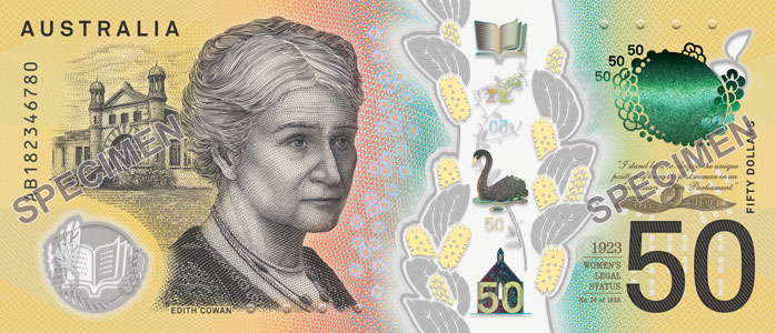 Reverse of new banknote 50 Australian dollar