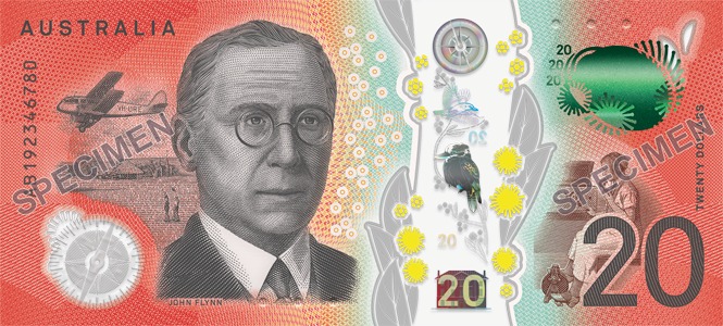 Reverse of new banknote 20 Australian dollar
