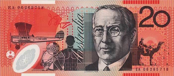 Reverse of banknote 20 Australian dollar