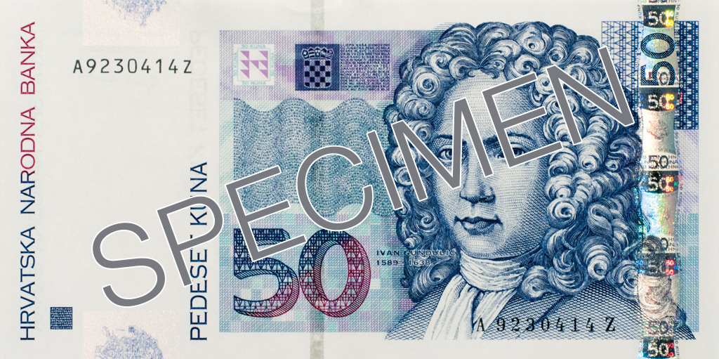 Obverse of banknote 50 Croatian kuna