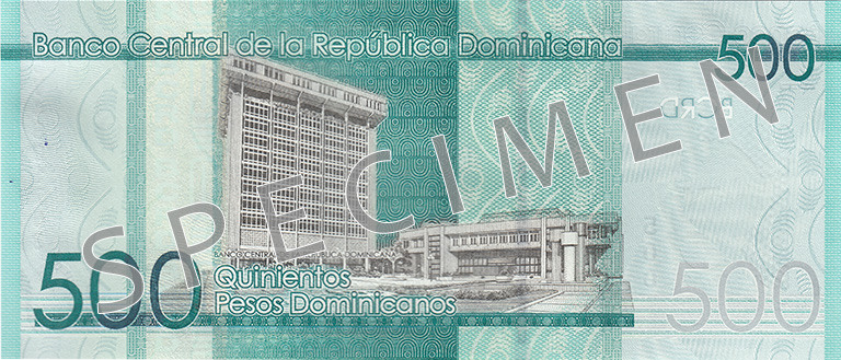 Reverse of banknote 500 Dominican peso