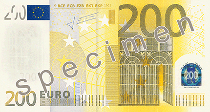 Obverse of old series banknote 200 EUR
