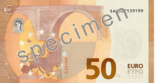 Reverse of new series banknote 50 EUR