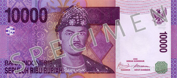 Лице на банкнота от 10000 Индонезийски рупии от 2009
