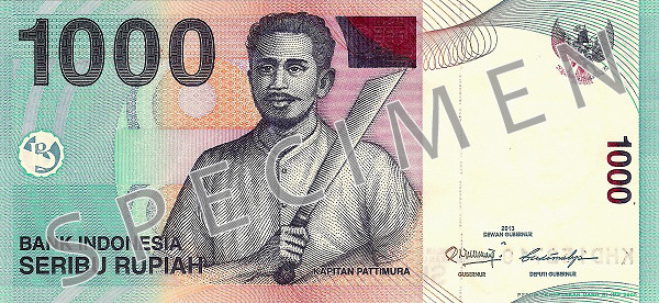 Obverse of banknote 1000 Indonesian rupiah