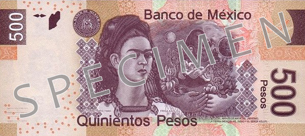 Reverse of banknote 500 Mexican peso