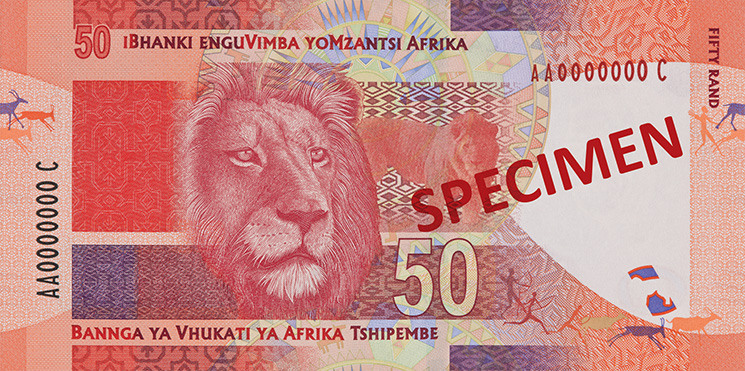 Лице на банкнота от 50 Южноафрикански ранда