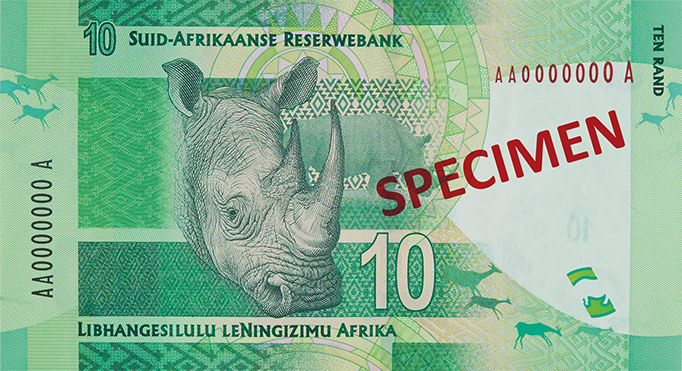 Reverse of banknote 10 South African rand