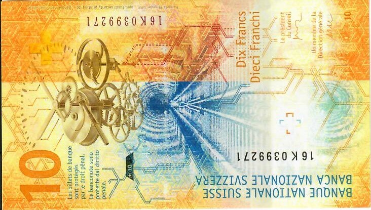 CHF Šveices franku banknote