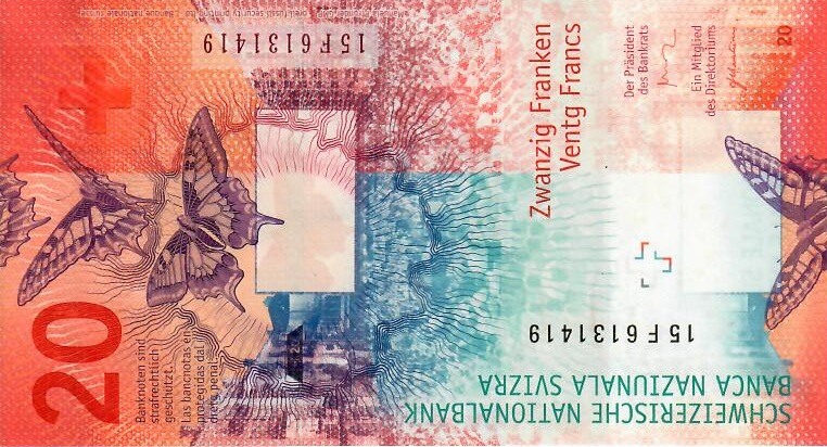 CHF Šveices franku banknote