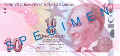 10 TRY obverse