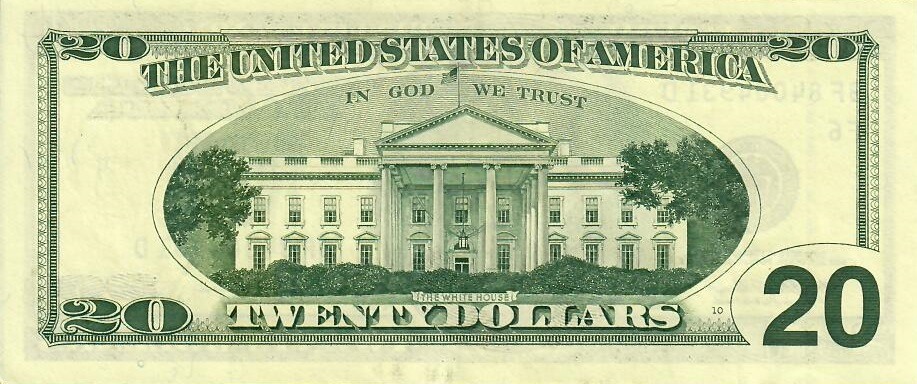 Гръб на стара серия банкнота от 20 щатски долара