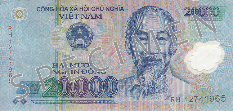 Obverse of banknote 20000 Vietnamese dong