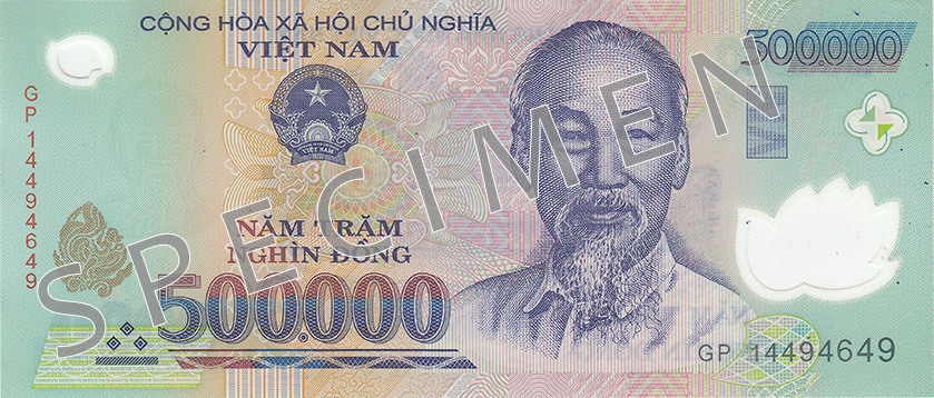 Obverse of banknote 500000 Vietnamese dong
